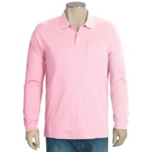 Single Pocket Polo Shirt - Pima Cotton Interlock, Long Sleeve (For Men) in Pink - 2nds