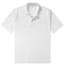 Single Pocket Polo Shirt - Pima Cotton Interlock, Short Sleeve (For Big and Tall Men) in White - 2nds