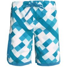 Single Side-Pocket Boardshorts (For Men) in Blue Square - 2nds