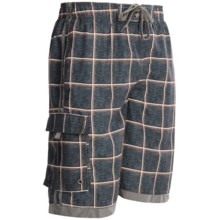 Single Side-Pocket Boardshorts (For Men) in Brown/Orange Windowpane - 2nds