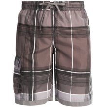 Single Side-Pocket Boardshorts (For Men) in Charcoal Plaid - 2nds
