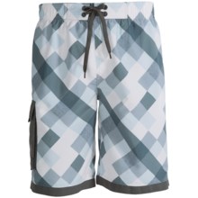 Single Side-Pocket Boardshorts (For Men) in Grey Square - 2nds