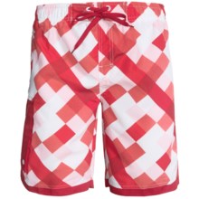 Single Side-Pocket Boardshorts (For Men) in Red Square - 2nds