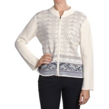 Skadi Alpaca Zip Cardigan Sweater - Textured Collar and Sleeves (For Women) in White - Closeouts