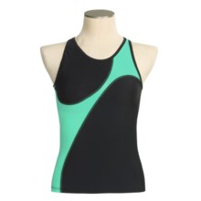 Skirt Sports Tri Tank Top - Built-In Sports Bra (For Women) in Black/Midori - Closeouts