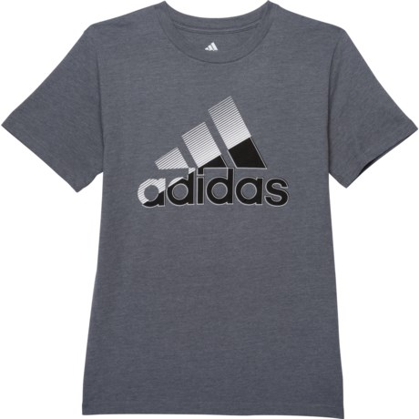 Adidas Sliced BOS Heathered T-Shirt - Short Sleeve (For Big Boys) - DARK GREY HEATHER (M )