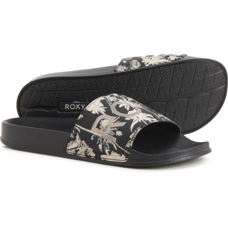 Roxy Slippy Ro Slide Sandals (For Women) - BLACK/M GOLD (8 )