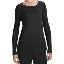 Slub Rayon Jewel Neck Shirt - Long Sleeve (For Women) in Black - Closeouts