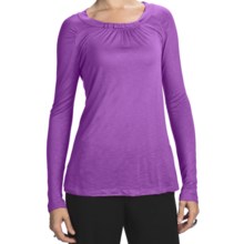 Slub Rayon Jewel Neck Shirt - Long Sleeve (For Women) in Lavender - Closeouts
