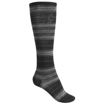 SmartWool Arabica Stripe Socks - Merino Wool, Over-the-Calf (For Women) in Charcoal Heather