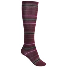 SmartWool Arabica Stripe Socks - Merino Wool, Over-the-Calf (For Women) in Wine Heather - 2nds