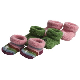 SmartWool Baby Booties - Merino Wool, 3-Pack (For Infants) in Blossom Pink/Leaf Green