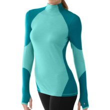 SmartWool NTS Asymmetrical Base Layer Mock Top - Merino Wool, Lightweight, Long Sleeve (For Women) in Mineral - Closeouts