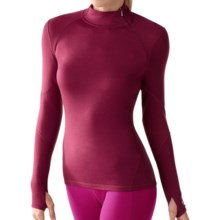 SmartWool NTS Asymmetrical Base Layer Mock Top - Merino Wool, Lightweight, Long Sleeve (For Women) in Wine - Closeouts