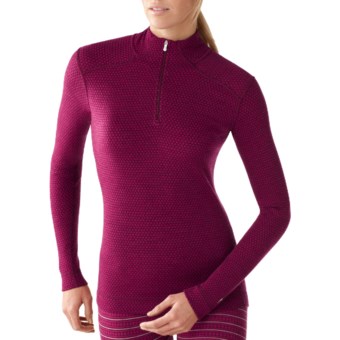 SmartWool NTS Midweight Pattern Base Layer Top - Merino Wool, Zip Neck, Long Sleeve (For Women) in Wine Heather