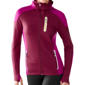 SmartWool PhD HyFi Hoodie Sweatshirt - Merino Wool, Full Zip (For Women) in Wine