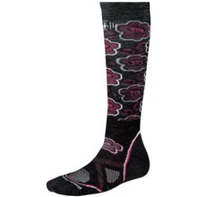 SmartWool PhD Ski Socks - Merino Wool, Over-the-Calf (For Women) in Black/Berry - 2nds