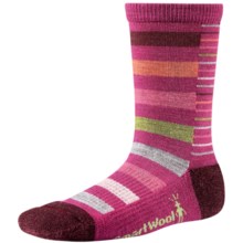 SmartWool Split Stripe Socks - Merino Wool, Crew (For Girls) in Berry - Closeouts