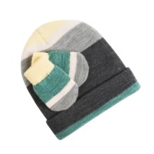 SmartWool Striped Hat and Mitten Set - Merino Wool (For Infants) in Medium Grey Heather - Closeouts