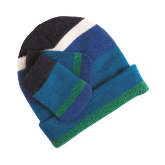 SmartWool Striped Hat and Mitten Set - Merino Wool (For Infants) in Navy Heather