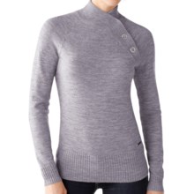 SmartWool Willow Lake Button Mock Neck Sweater - Merino Wool, Long Sleeve (For Women) in Silver Grey Heather - Closeouts