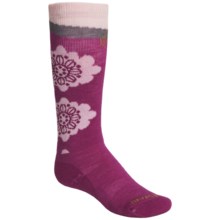 SmartWool Wintersport Floral Socks - Merino Wool, Over-the-Calf (For Girls) in Berry - 2nds