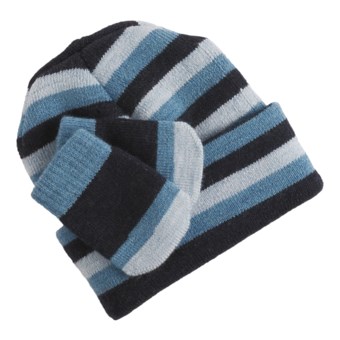 SmartWool Wintersport Striped Hat and Mitten Set - Merino Wool (For Infants) in Navy