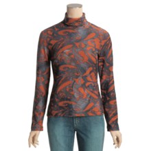 Sno Skins Brushed Print Novelty Turtleneck - Long Sleeve (For Women) in Rust Scroll - Closeouts