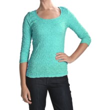 Sno Skins Cotton Pucker Shirt - Ballet Neck, 3/4 Sleeve (For Women) in Aqua - Closeouts