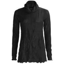 Sno Skins Crinkle Pointelle Turtleneck - Long Sleeve (For Women) in Black - Closeouts