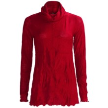 Sno Skins Crinkle Pointelle Turtleneck - Long Sleeve (For Women) in Crimson - Closeouts