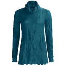 Sno Skins Crinkle Pointelle Turtleneck - Long Sleeve (For Women) in Deep Sea - Closeouts
