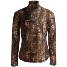 Sno Skins Lurex® Print Shirt - Zip Neck, Long Sleeve (For Women) in Mocha - Closeouts