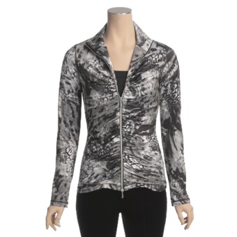 Sno Skins Microfiber Ruched Zip Jacket (For Women) in Winter Cat