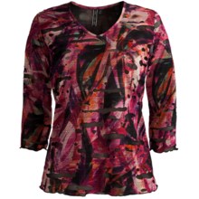 Sno Skins Textured Ripple Effect Shirt - Burnout Fabric, 3/4 Sleeve (For Women) in Autumn Berry - Closeouts