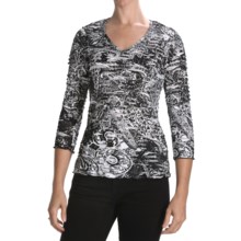 Sno Skins Textured Ripple Effect Shirt - Burnout Fabric, 3/4 Sleeve (For Women) in Etched - Closeouts