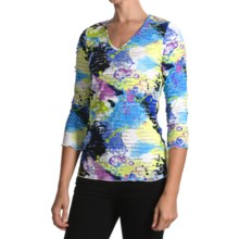 Sno Skins Textured Ripple Effect Shirt - Burnout Fabric, 3/4 Sleeve (For Women) in Watercolor - Closeouts