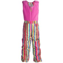 Snow Dragons Bailey Snow Bib Overalls - Insulated (For Little Girls) in Stripe Print/Pink Shimmer - Closeouts