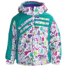 Snow Dragons Hand Spring Jacket - Insulated (For Little Girls) in Hot Chicks Print/Turquoise Radiance - Closeouts