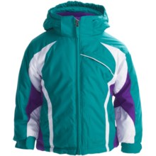 Snow Dragons Round Off Jacket - Insulated (For Little Girls) in Turquoise Radiance/Purple Berry/White - Closeouts