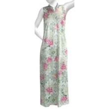 Soft Surrounding Geisha Nightgown - Mandarin Collar, Sleeveless (For Women) in Ivory/Teal - Closeouts