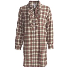 Soft Surroundings Fireside Nightshirt - Flannel, Long Sleeve (For Women) in Ivory Plaid - Closeouts