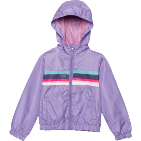 Pink Platinum Solid Chest Stripe Windbreaker Jacket (For Big Girls) - LILAC (10/12 )