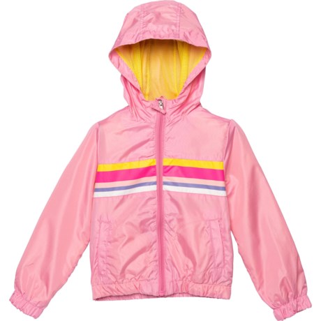 Pink Platinum Solid Chest Stripe Windbreaker Jacket (For Big Girls) - PINK (10/12 )