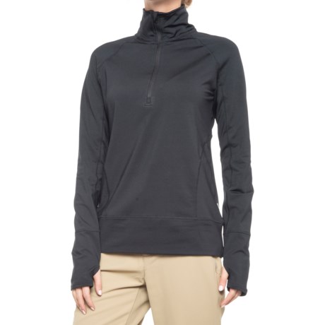 Mondetta Solid Core Shirt - Zip Neck, Long Sleeve (For Women) - BLACK (XS )