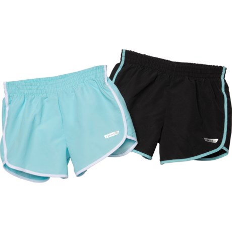 Hind Solid Woven Shorts - 2-Pack, Built-In Brief (For Big Girls) - ISLAND PARADISE/BLACK (14/16 )