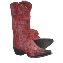 Sonora Sand Dune Cowboy Boots - Suede, Snip Toe (For Women) in Rough Out Red - Closeouts