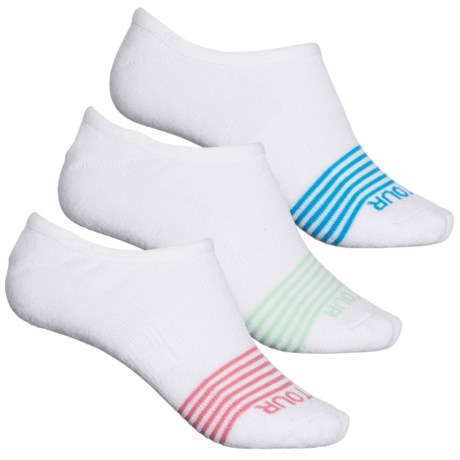 PGA Tour Sorbtek(R) Striped Toe Liner Socks - 3-Pack, Below the Ankle (For Women) - WHITE (M )