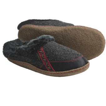 Sorel Felt Nakiska Slippers - Faux-Fur Lining (For Women) in Coal/Intense Red