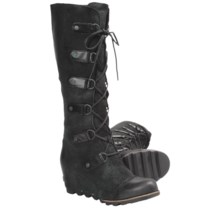 Sorel Joan of Arctic Wedge Heel Boots - Leather (For Women) in Black - Closeouts